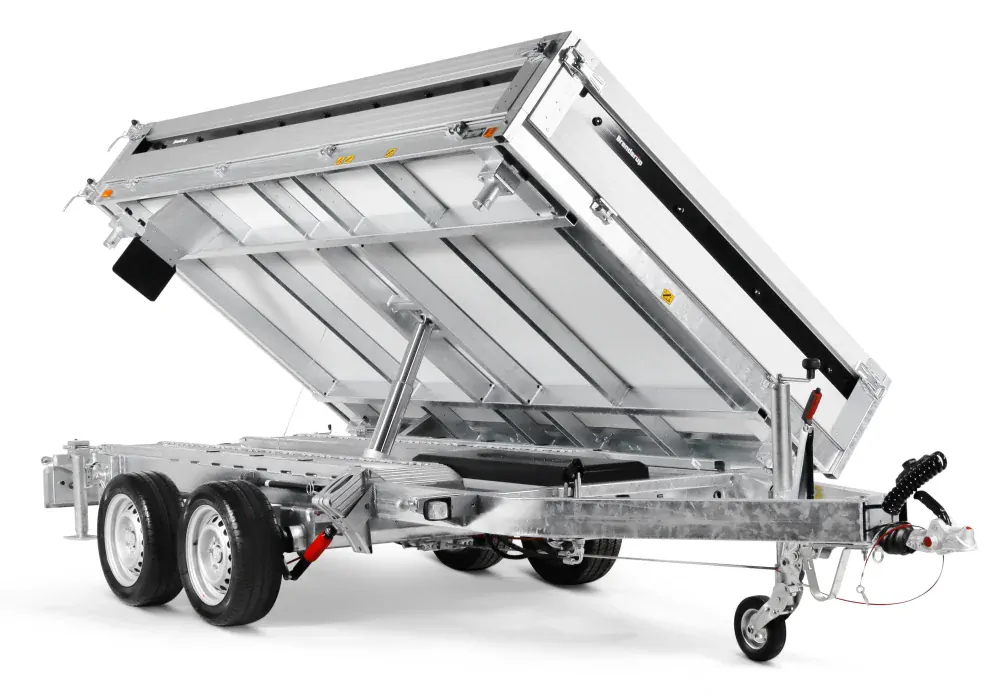 Třístranný elektrohydraulický sklápěč Brenderup TT5375ATB INTEGROVANÉ ALU NÁJEZDY 375 x 180 x 35 cm | 3500 kg