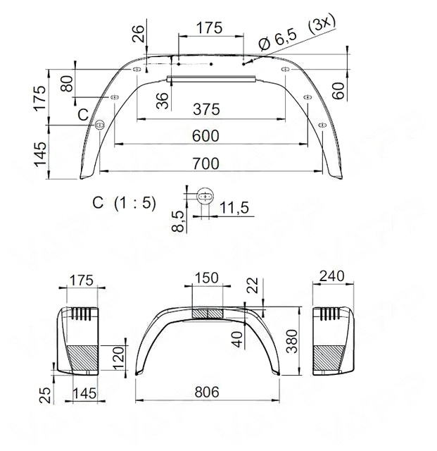 Blatník plast. 240 mm AL-KO BKS EA 240 černý