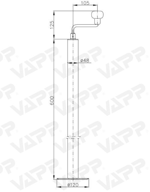 Opěrná noha WW ST 48-120 (600 mm s výsuvem 220 mm) 150kg