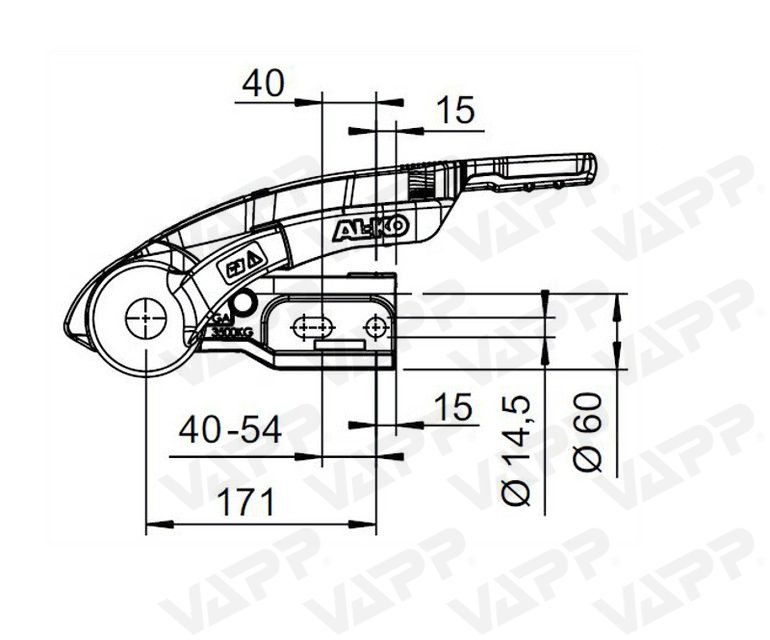 Stabilizátor AL-KO AKS 3504 s integrovaným zámkem a safety ball, vrtání 14,5 mm 
