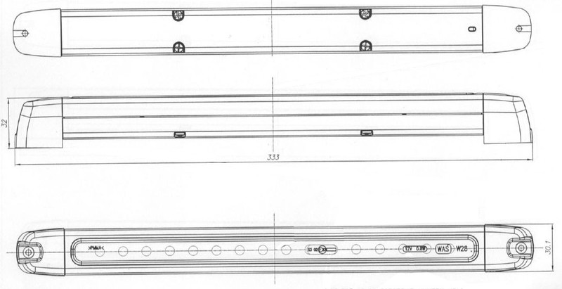 Svítilna brzdová doplňková LED čirá WAS W28/147.1.S3, 24V 