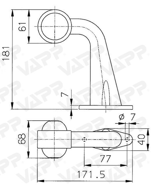Svítilna doplňková obrysová Jokon SPL 11 zahnutá 181 mm 
