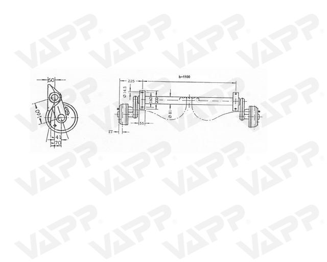 Náprava KNOTT GB 13 (1350 kg) b=1100 mm 200x50 (112x5)