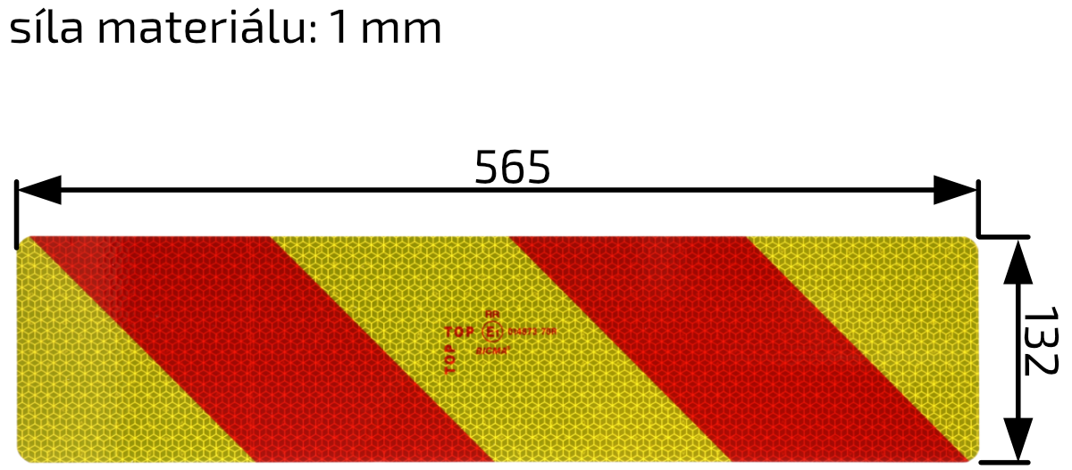 Reflexní tabule na nákl. automobily a tahače 565x132x1mm (pravá+levá)