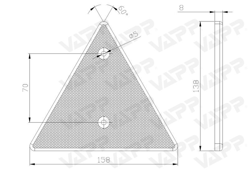 Odrazový trojúhelník Fristom, plast, (pro 2x šroub M5) 