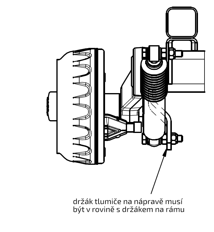 Tlumič k nápravě KNOTT (do 1300kg/1 náprava) montáž před kolo, zelený