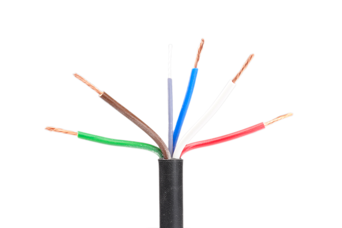 Kabel 5x0,75 mm2, hnědá/ bílá/ červená/ zelená/ modrá, balení 200 m