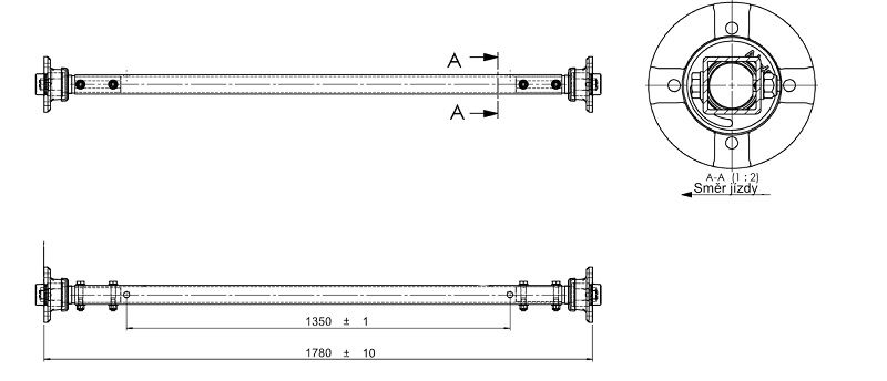 Náprava AL-KO Starr Plus LS ( 750kg) a=1350 mm, 100x4
