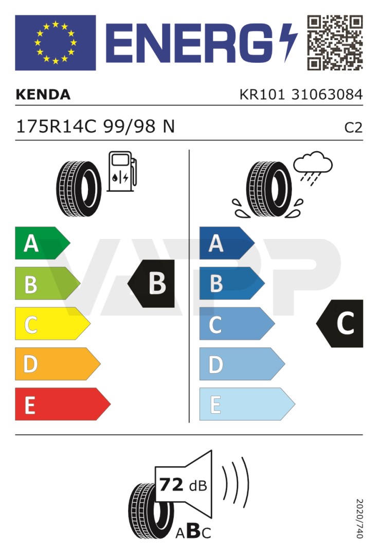 Pneu 175 R14C 99/98N (775 kg) Kenda Mastertrail KR101