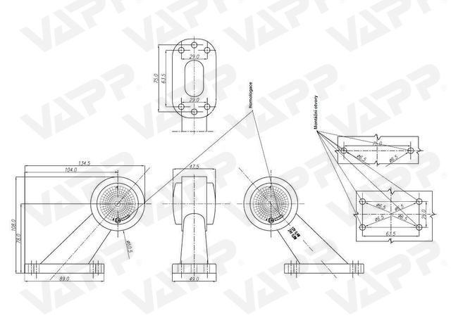 Svítilna doplňková obrysová LED WAS W21.7RF 299BC, 12-24V, pravá 108 mm 