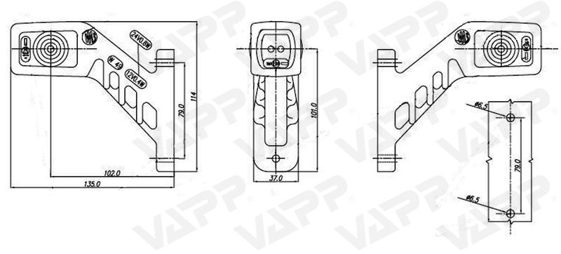 Svítilna doplňková/boční obrysová LED WAS W49 241P, 12-24V, pravá, 135 mm 