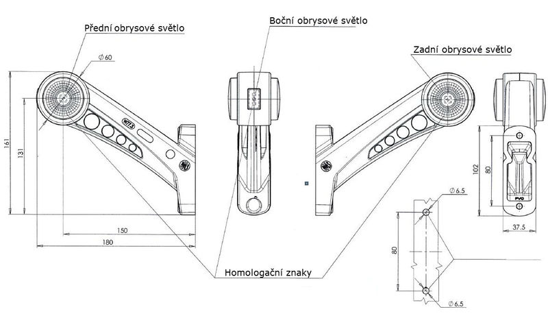 Svítilna doplňková/boční obrysová LED WAS W77.3 RF/579 BCP, 12-24V, pravá 