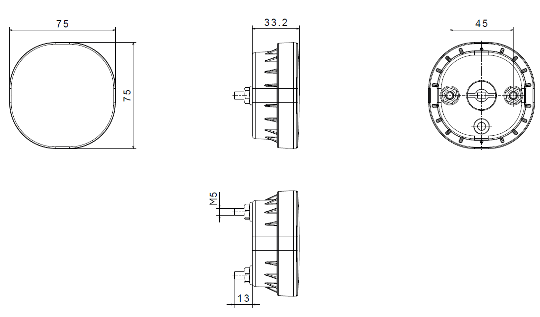 Svítilna mlhová zadní LED Fristom FT-400, 12-36V, kabel 0,5m SS konektor