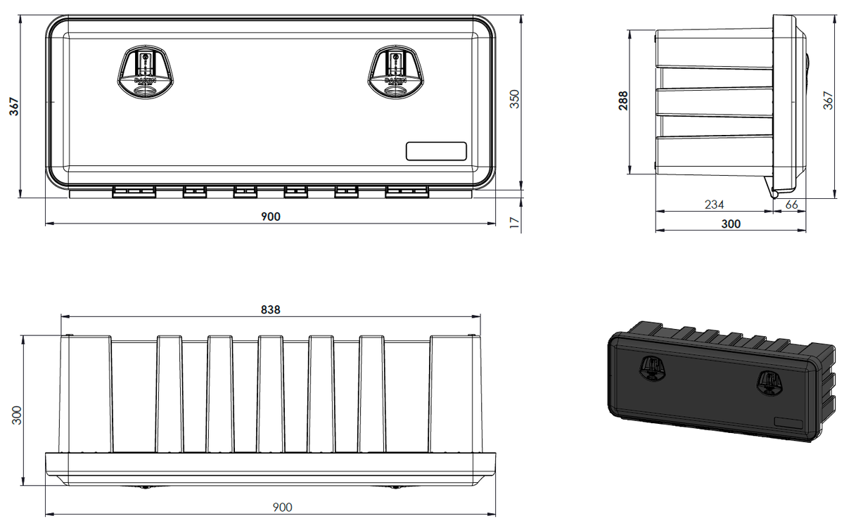 Box na nářadí JUST 900-R 900x367x300 mm