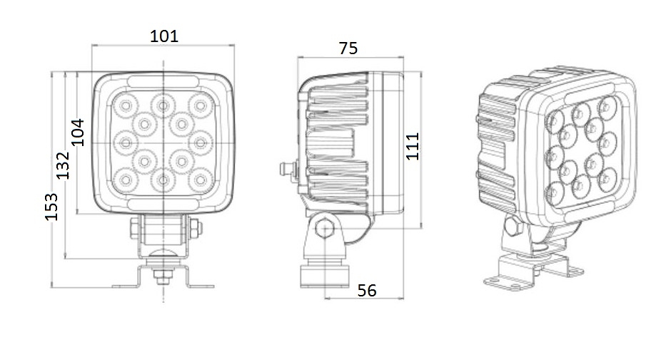 Pracovní svítilna WAS W144/1086/I LED 4000 lm, 12-24V, konektor Superseal