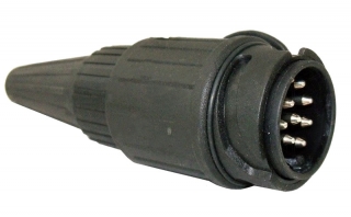 Zástrčka - vidlice  13-pól/12V s gumovým vývodem pro 2 kabely