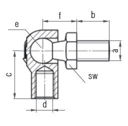Kulový kloub k plynové vzpěře M8x16 (c=30mm), pro závit M8