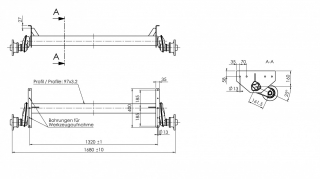Náprava AL-KO UBR 1200-5 (1300kg), a=1320 mm, 112x5 (Sacher)