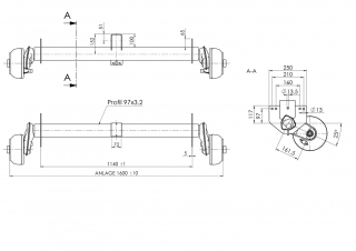 Náprava AL-KO Compact B 1200-6 (1350kg) a=1140mm 112x5, (Maro)