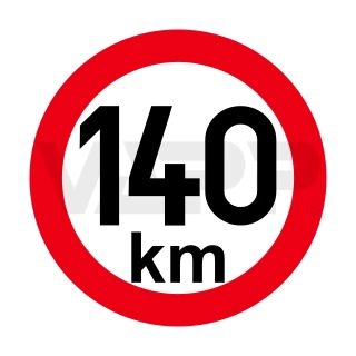 Samolepka omezení rychlosti 140 km retroreflexní pr. 150 mm (na přívěsy)