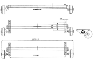 Náprava AL-KO Plus B 1800-9 (1800 kg) a=1700 mm, 112x5, zesílené patky