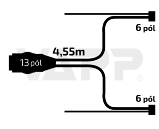 Kabeláž 4,55m/13-pól. zástrčka, s předními vývody QS150, baj6, Jokon