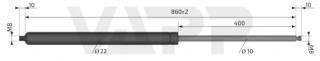 Plynová vzpěra AL-KO 860mm, M8-M8, 10/22
